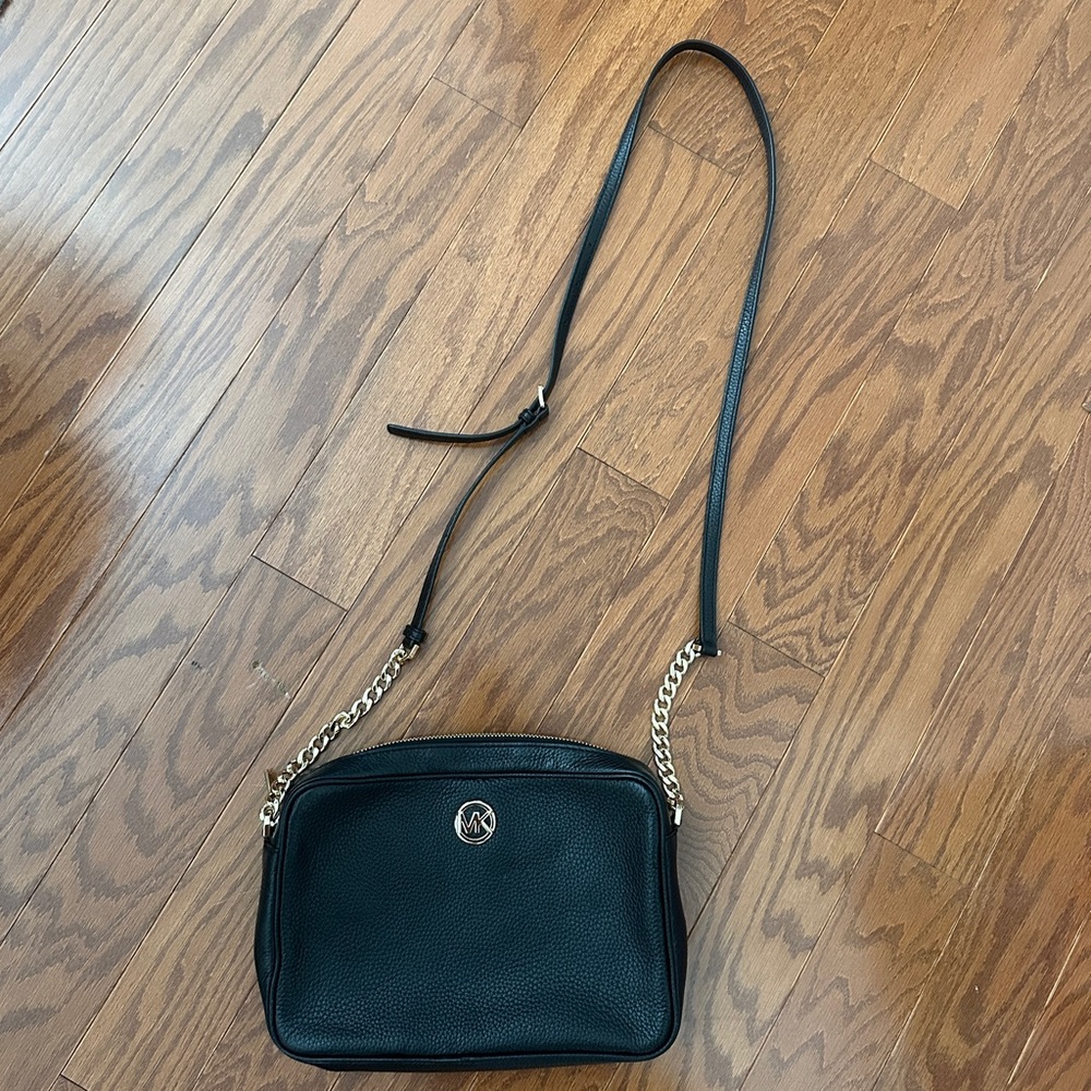 Michael Kors Black Crossbody Bag with Gold Accents